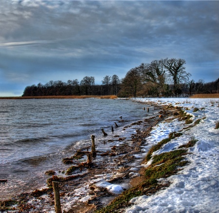 Coast in the winter, in Denmarkの写真素材