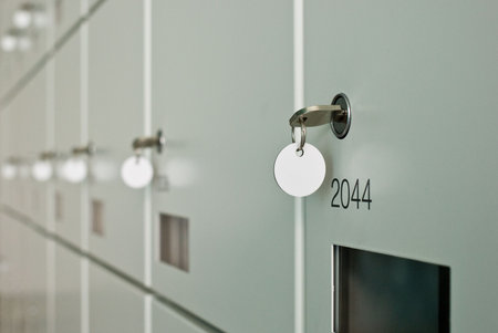 Wall of lockers. With key.