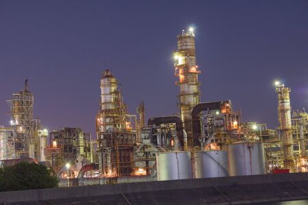 Japanese factory night viewの写真素材