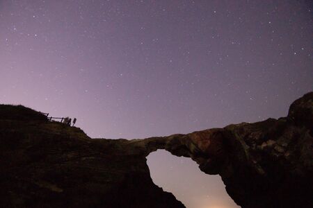 Beautiful starry sky seen from the island (photographed at a famous astronomical observation spot in Kanagawa)の写真素材