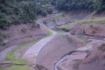 Landscape of Sunlit Dam Lake.  The Scene That Should Have Been Lost.の写真素材