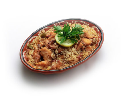 octopus rice in a white background