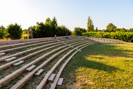 Grandstand with people in Beziers, Southern France