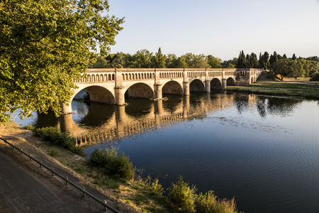 The Pont-canal de l'Orb in Beziers, a canal bridge part of the Canal du Midi in Southern France. A world heritage site since 1996のeditorial素材