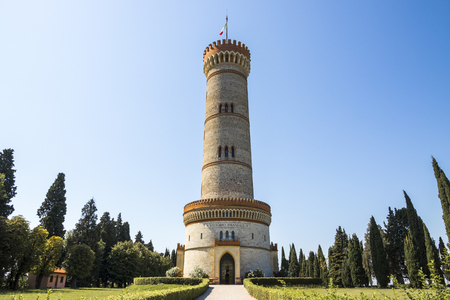 The Torre di San Martino della Battaglia, a monumental tower erected in 1878 to commemorate the Battle of Solferino. Desenzano del Garda, Lombardy, Italyのeditorial素材