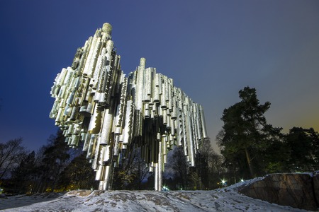 Sibelius-monumentti, a monument dedicated to the Finnish composer Jean Sibelius located at the Sibeliuspuisto Park in Helsinki, the capital city of Finlandの写真素材