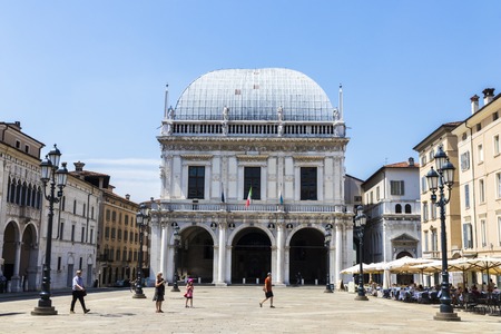 The Palazzo della Loggia, a Renaissance palace in Brescia, Italy, current site of the city councilのeditorial素材