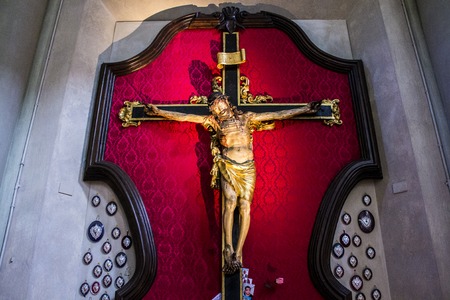 Crucifix inside the Basilica di San Domenico in Bolognaのeditorial素材