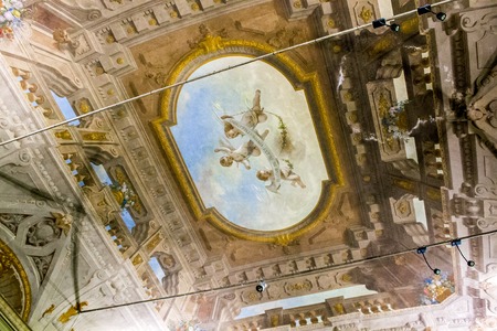Frescoes inside the Sanctuary of the Madonna di San Luca, a basilica church in Bologna, northern Italyのeditorial素材