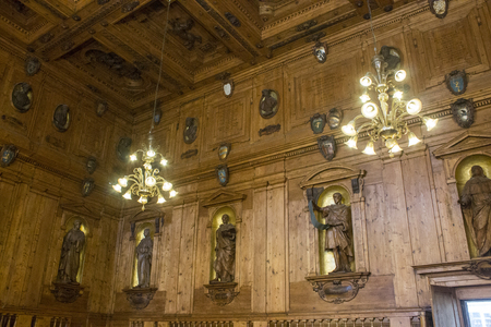 Inside the Archiginnasio of Bologna, once the main building of the University of Bologna, Italyのeditorial素材