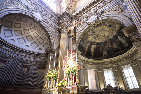 The Cattedrale Metropolitana di San Pietro in Bologna, Italy, a Baroque roman catholic cathedral dedicated to Saint Peterのeditorial素材