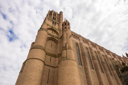 The Cathedral Basilica of Saint Cecilia in Albi, France. Originally built as a fortress and claimed to be the largest brick building in the world. A World Heritage Site since 2010のeditorial素材