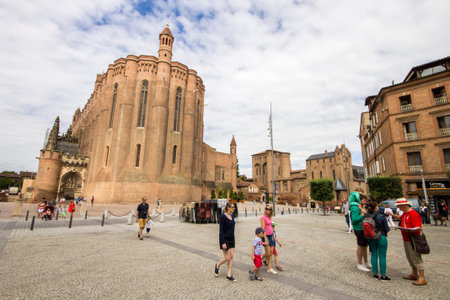 The Cathedral Basilica of Saint Cecilia in Albi, France. Originally built as a fortress and claimed to be the largest brick building in the world. A World Heritage Site since 2010のeditorial素材