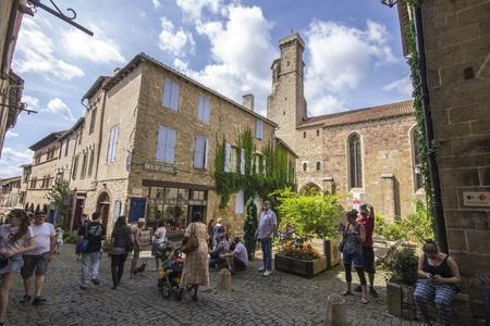 The streets and houses of Cordes-sur-Ciel, a beautiful medieval town in southern Franceのeditorial素材