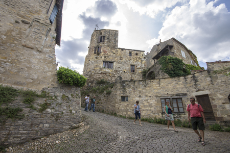 The streets and houses of Cordes-sur-Ciel, a beautiful medieval town in southern Franceのeditorial素材