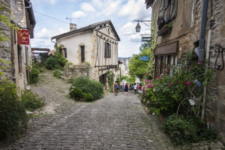 The streets and houses of Cordes-sur-Ciel, a beautiful medieval town in southern Franceのeditorial素材