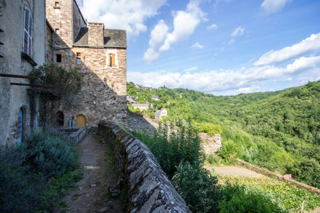 Najac, a picturesque village in the Aveyron River, Southern France. Famous for the partly ruined...