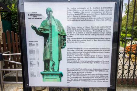The San Carlone or Sancarlone or the Colossus of San Carlo Borromeo, a massive bronze statue erected between 1614 and 1698. Sacro Monte di Arona, Italyのeditorial素材