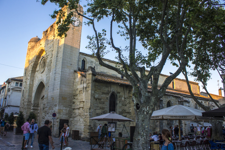 The church of Notre-Dame-des-Sablons in Aigues-Mortes, Franceのeditorial素材