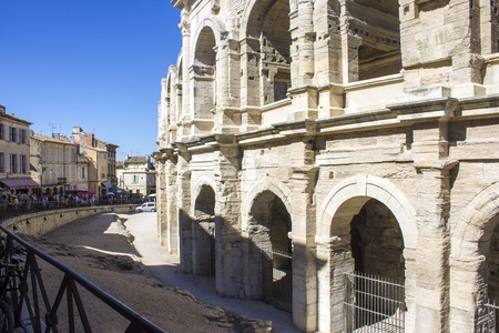The Arles Amphitheatre (Arenes d'Arles in French), a two-tiered Roman amphitheatre in the southern France town of Arles. A World Heritage Site since 1981のeditorial素材