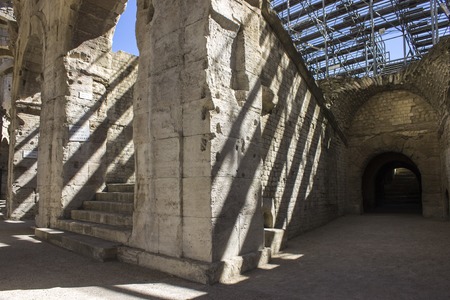 The Arles Amphitheatre (Arenes d'Arles in French), a two-tiered Roman amphitheatre in the southern France town of Arles. A World Heritage Site since 1981のeditorial素材