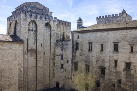 The Palais des Papes or Papal palace, one of the largest and most important medieval Gothic buildings in Europe. A World Heritage Site since 1995のeditorial素材