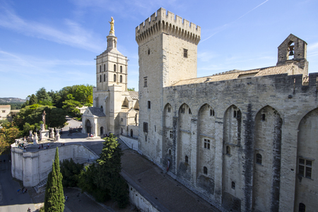 The Palais des Papes or Papal palace, one of the largest and most important medieval Gothic buildings in Europe. A World Heritage Site since 1995のeditorial素材