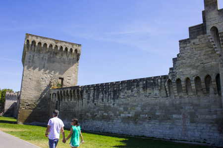 Walls and towers of the papal city of Avignon in Southern France. A World Heritage Site since 1995のeditorial素材