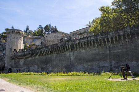Walls and towers of the papal city of Avignon in Southern France. A World Heritage Site since 1995のeditorial素材