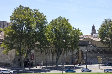 Walls and towers of the papal city of Avignon in Southern France. A World Heritage Site since 1995のeditorial素材