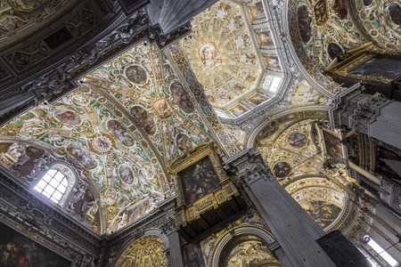 The Basilica of Santa Maria Maggiore, with an original Romanesque Greek cross plan and decoration from a 17th century Baroque renovationのeditorial素材