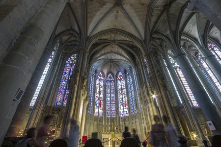 The Basilica of Saints Nazarius and Celsus inside the medieval fortress citadel of Carcassonne, Southern Franceのeditorial素材