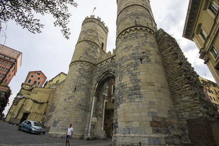 The medieval gates of Genoa, a rare survivor of the city's oldest buildingsのeditorial素材