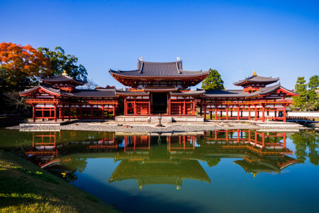 Byodo-in, a Buddhist temple in the city of Uji in Kyoto Prefecture, Japan, built in late Heian...