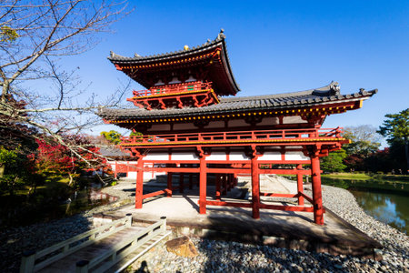 Byodo-in, a Buddhist temple in the city of Uji in Kyoto Prefecture, Japan, built in late Heian...