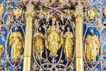 Altar depicting the Tree of Jesse inside the collegiate church of Stift Stams, a baroque Cistercian abbey in the municipality of Stams, state of Tyrol, western Austriaの写真素材