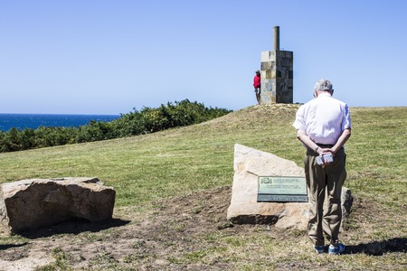 Illa Pancha in Ribadeo, Spain, a beautiful island with two lighthouses guarding the Eo estuary that delimits the border between Galicia and Asturias.のeditorial素材