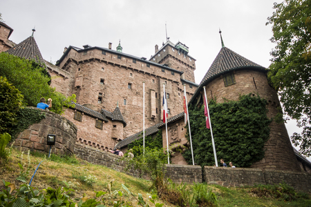 The Chateau du Haut-Koenigsbourg, a medieval castle located Orschwiller, Bas-Rhin, Alsace, France, in the Vosges mountains just west of Selestatのeditorial素材