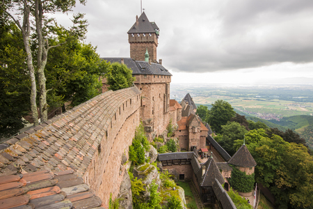 The Chateau du Haut-Koenigsbourg, a medieval castle located Orschwiller, Bas-Rhin, Alsace, France, in the Vosges mountains just west of Selestatのeditorial素材