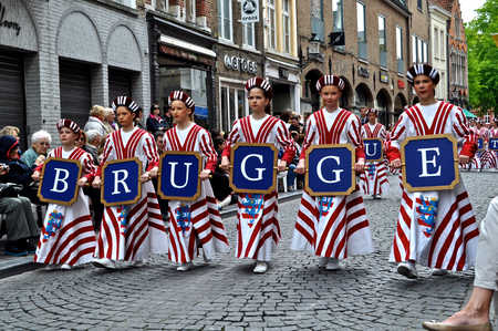 Bruges, Belgium. The Procession of the Holy Blood (Heilig Bloedprocessie), a large religious Catholic procession on Ascension Dayのeditorial素材