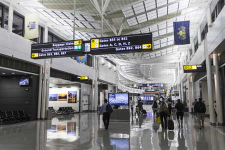 Dulles, Virginia. Inside Washington Dulles (IAD), an international airport in the eastern United States, hub for United Airlinesのeditorial素材