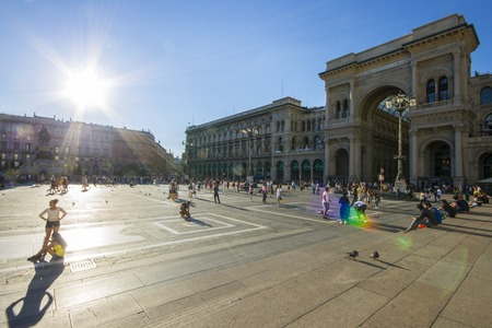 The Galleria Vittorio Emanuele II, one of the world's oldest shopping malls. Housed within a four-story double arcade, it is named after the first king of Italyのeditorial素材