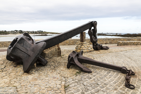 Ploudalmezeau, France. The anchor of the Amoco Cadiz, a very large crude carrier owned by Amoco Transport Corp that ran aground on 16 March 1978 on Portsall Rocks, coast of Brittanyのeditorial素材
