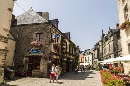Rochefort-en-Terre, France. A street of Rochefort, one of the most beautiful towns in Brittany (Bretagne)のeditorial素材