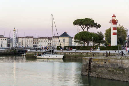 La Rochelle, France. Views of the Vieux Port (Old Harbor), with the Phare du Quai Valin lighthouse and the Vieux Port lighthouseのeditorial素材