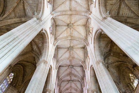 Batalha, Portugal. Inside the church nave of the Monastery of Santa Maria da Vitoria (Our Lady of...