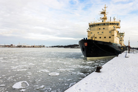 Helsinki, Finland. Voima and Urho, two State-owned Diesel-electric icebreakers of the Finnish Fleet...
