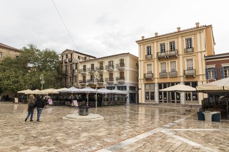 Nafplio, Greece. The Plateia Syntagma (Constitution Square), a major landmark in the Old Town of Nafplioのeditorial素材