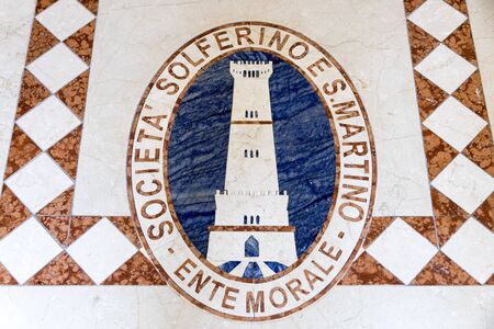 Emblem of the Societa Solferino e San Martino, a Non-profit Organization founded to honor the memory of the Fallen during the battle of 24th June 1859のeditorial素材