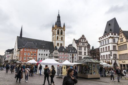 Trier, Germany. Buildings in the Hauptmarkt (Market Square), center of the Old City (Altstadt)のeditorial素材